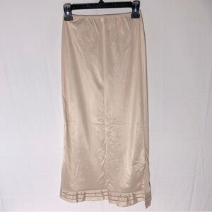 Vintage Nude Tan Lingerie Slip Undergarment Slip Skirt Midi S
